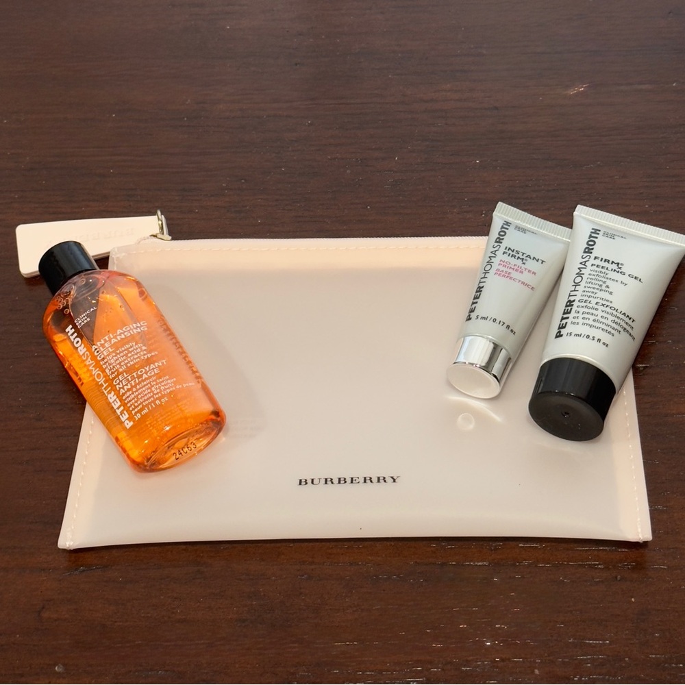 Bundle Alert NEW Burberry Pink Makeup Pouch with Peter Roth Skincare Set